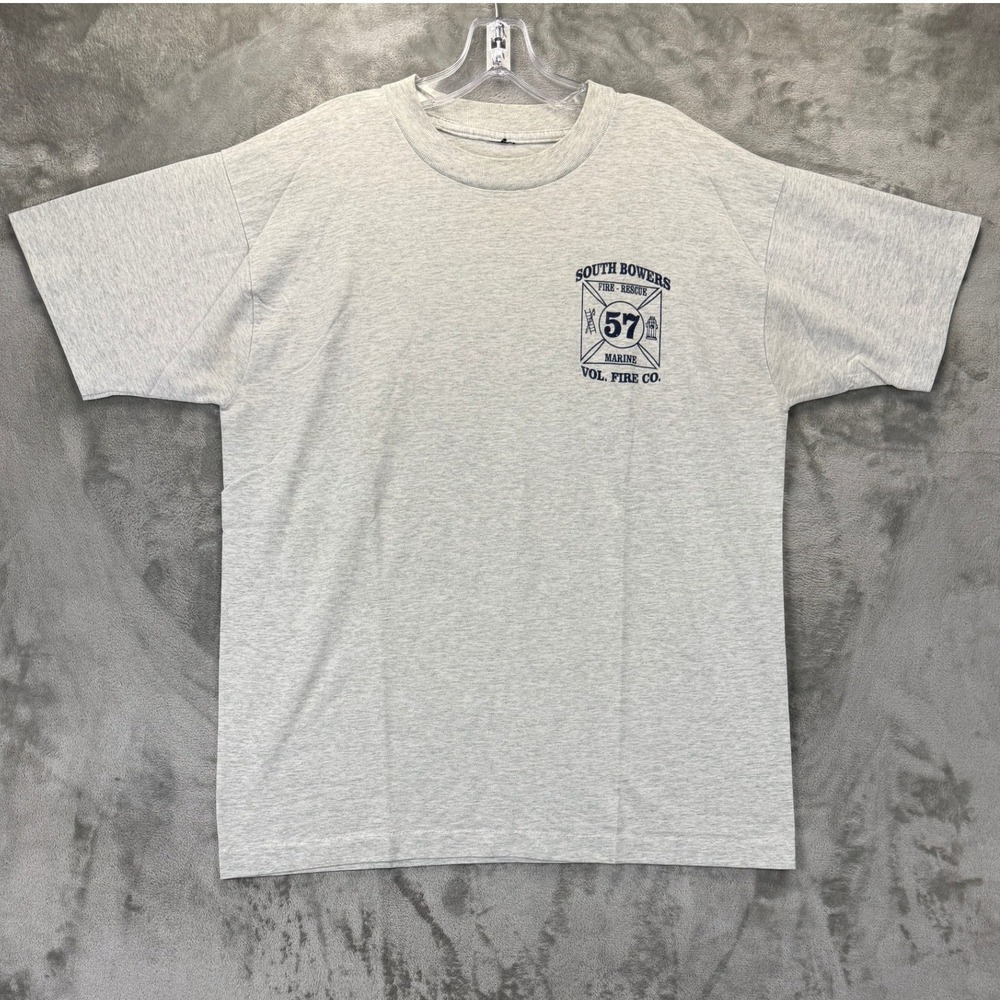 Vintage 1995 South Bowers Fire Rescue Marine T-Shirt Grey Kent County Delaware L